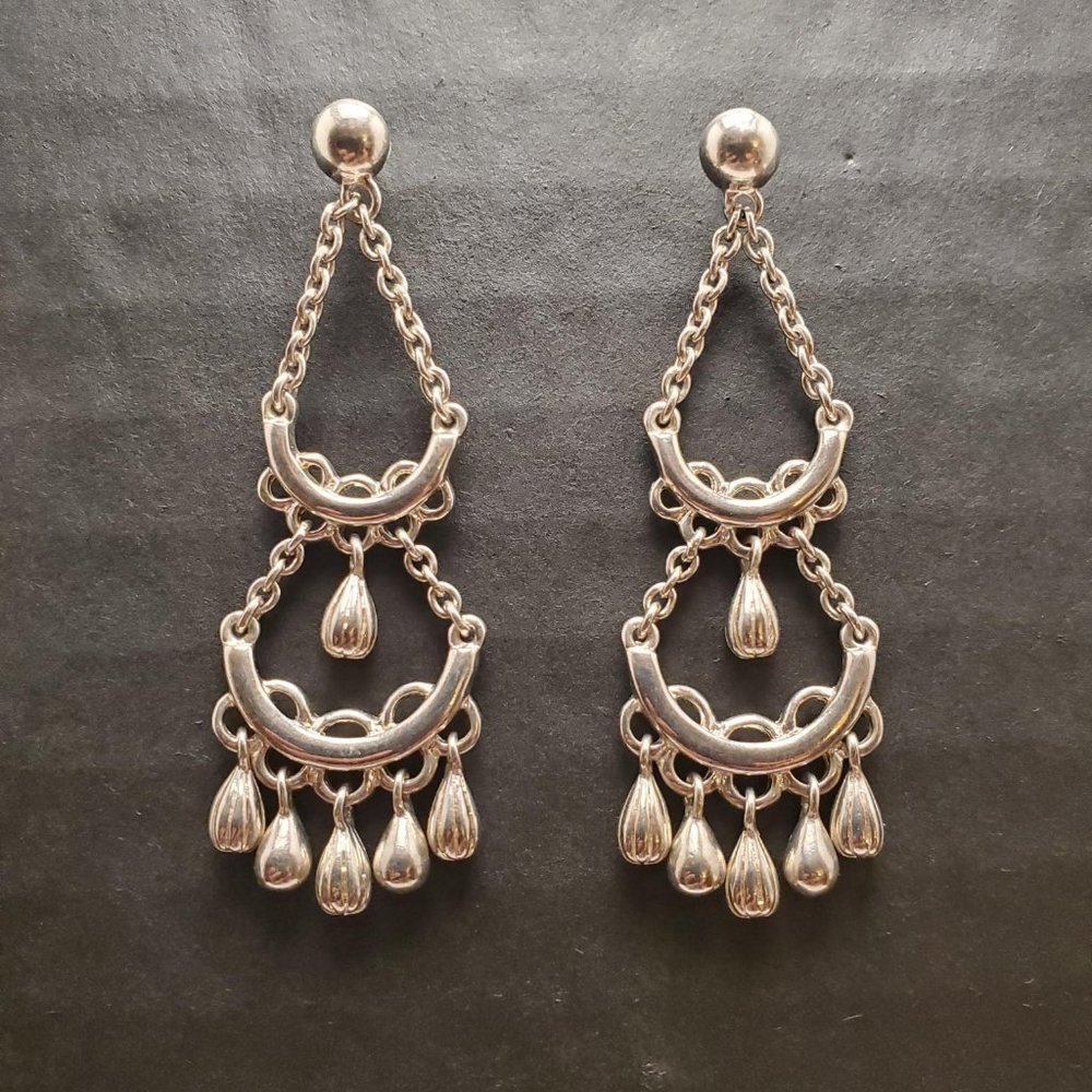 Vintage Sterling Silver Chandelier Earrings.